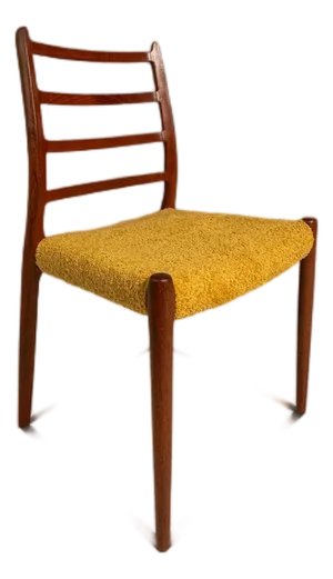 Bespoke Danish Modern Model No. 78 Ladderback Chair in Teak & Bouclé by Niels Møller for j.l. Møllers Møbelfabrik, Denmark, C. 1960's