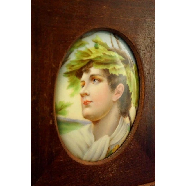 Miniature Painted Porcelain Plaque with Dionysus and Apollo by Max P. Brodel, Germany, 1890s For Sale - Image 5 of 13