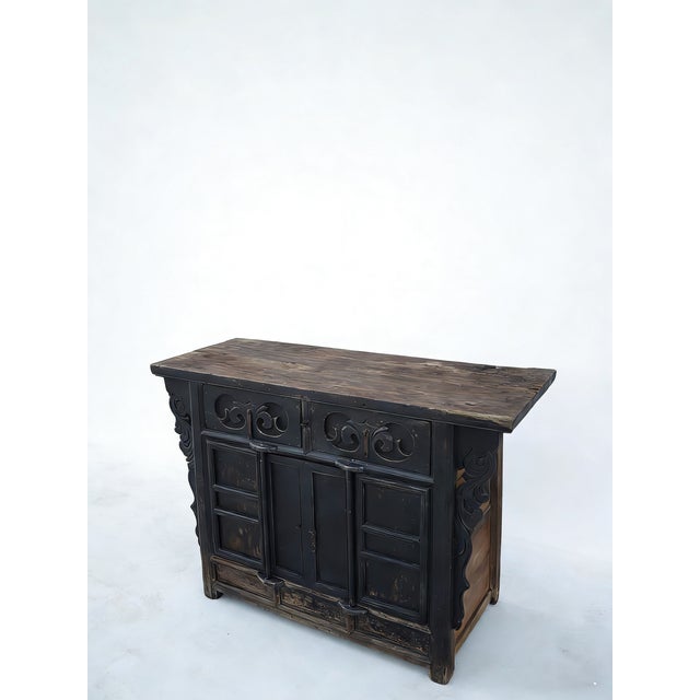 Chinese Dual-Drawer Coffer Cabinet With Carved Sides For Sale - Image 3 of 5