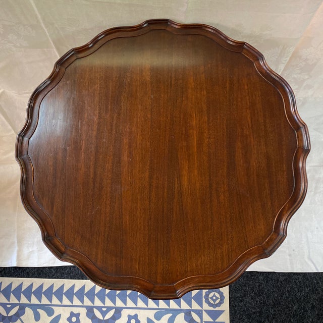 Chippendale Mahogany Scallop Edge Parlor Tables by Brandt - A Pair For Sale - Image 3 of 12