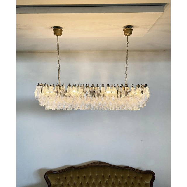 Mid 20th Century Crystal Murano Poliedri 138 Transparent Glasses Chandelier by Carlo Scarpa For Sale - Image 9 of 11