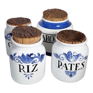 Vintage Storage Jars with Cork Stoppers from Biot, France, 1960, Set of 4 For Sale