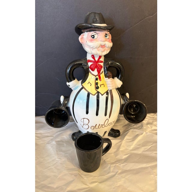 Vintage Sonsco Figural Bourbon Decanter With 3 Hanging Cups | 1950s Mid-Century Whimsical Barware For Sale - Image 9 of 11