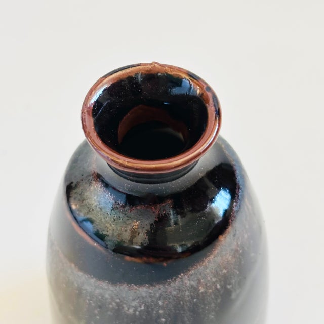 Late 20th Century Spiral Glaze Pottery Bud Vase - Made in Japan For Sale - Image 5 of 7