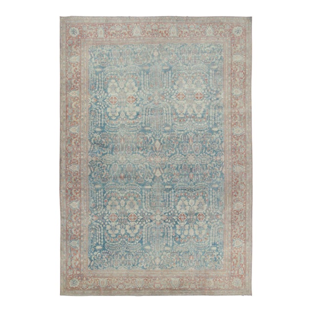 Oversized Antique Persian Sarouk in Blue With Geometric Patterns - Rug & Kilim For Sale