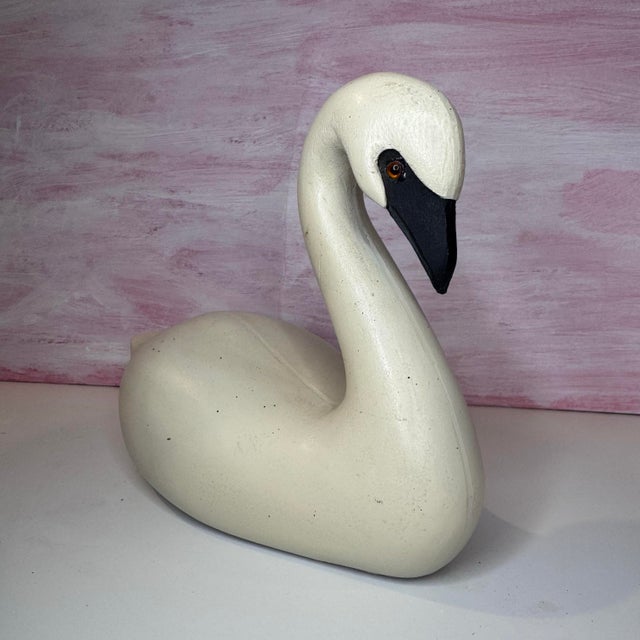 Beautiful Vintage Swan Decoy Glass Eyes Country Folk Art Decor 8”x10” For Sale - Image 4 of 7
