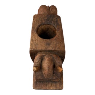 Antique Primitive Hand-Carved Wooden Mortar & Pestle, 15” For Sale