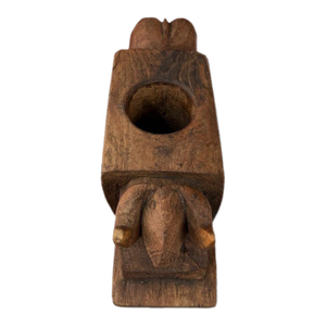 Antique Primitive Hand-Carved Wooden Mortar & Pestle, 15”