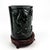 Chinese Jade Green Stone or Glass Carved Vase Pot For Sale - Image 4 of 12
