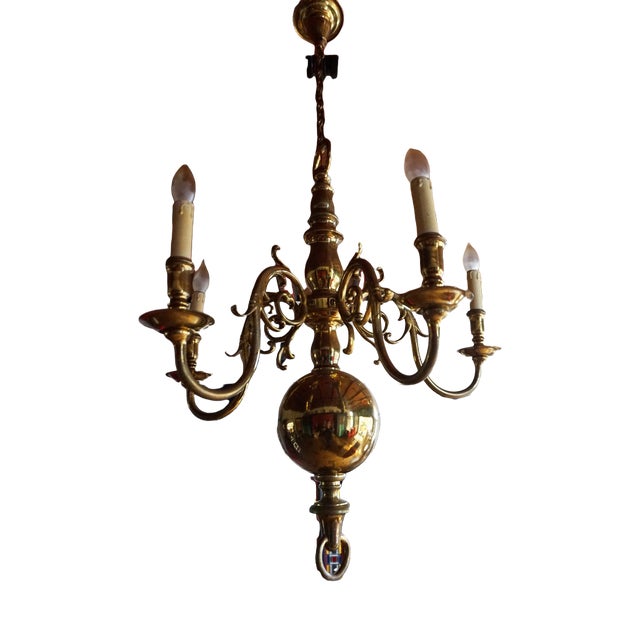 Dutch Colonial Rembrandt 5 Light Bronze Chandelier, 1870s For Sale