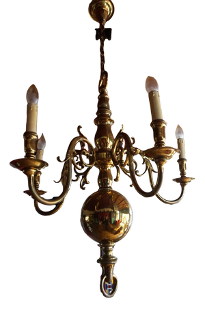 Dutch Colonial Rembrandt 5 Light Bronze Chandelier, 1870s