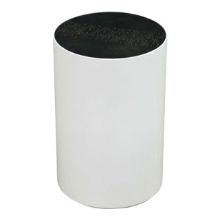 Peter Sandback Ebonized Oak and Inlay Nail Drum End Table For Sale