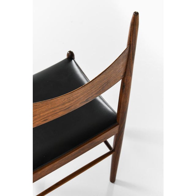 Black Vintage Dining Chairs in Leather and Rosewood by Illum Wikkelsø, 1950s, Set of 10 For Sale - Image 8 of 9