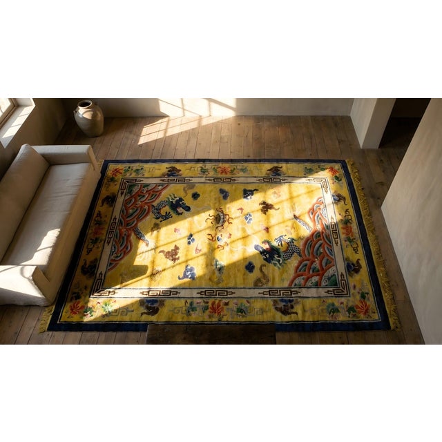 1920s Chinese Silk Dragon Carpet For Sale - Image 13 of 15