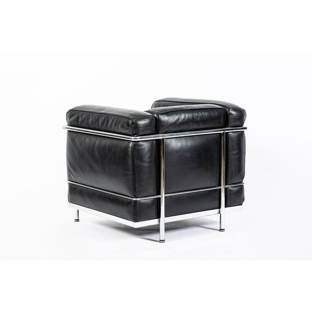 1980s Authentic Cassina Lc2 Black Leather Petit Lounge Chair by Le Corbusier, 4x Avail For Sale - Image 5 of 15