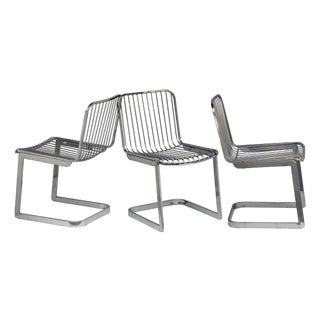 Set of 3, MCM Chrome Chairs For Sale