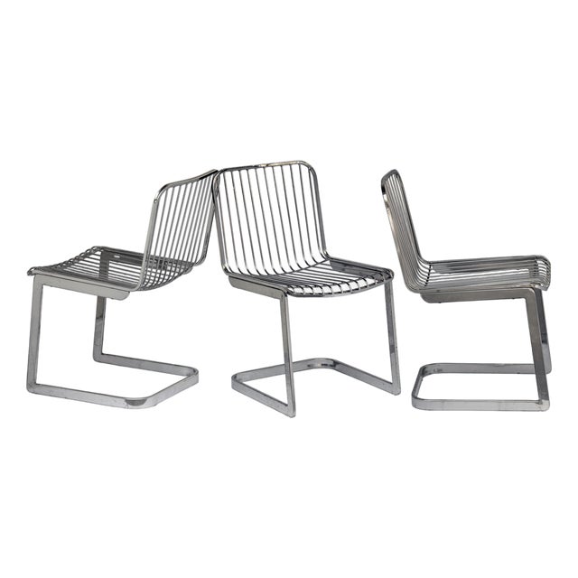 Set of 3, MCM Chrome Chairs For Sale