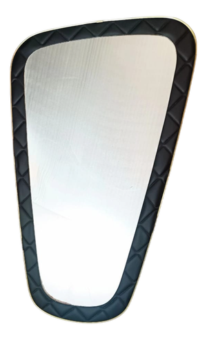 Vintage Wall Mirror with Black Padded Frame and Gold Trim, 1950s