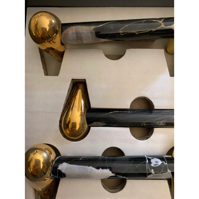 Black Set of 4 Handmade Black White Marble "Carrara" Italy, 1970 For Sale - Image 8 of 9