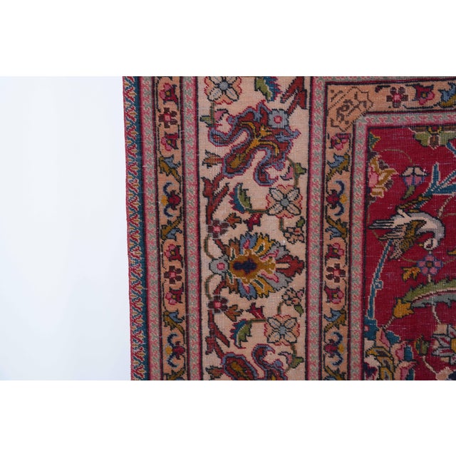 1970s Vintage Persian Handmade Wool 8x11 Red Area Rug For Sale - Image 4 of 11
