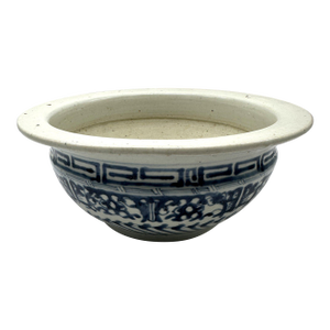 Large Antique 19th Century Chinese Blue and White Porcelain Censer Bowl 11 Inch