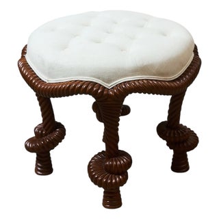 Mid 20th Century Mahogany Rope-Twist Stool For Sale