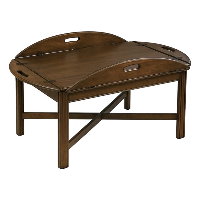 1960s Mahogany Butler’s Tray Table With Four Drop-Side Hinged Gallery Panels For Sale