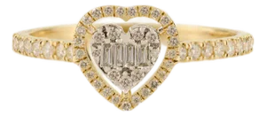 14k Yellow Gold Heart Diamond Engagement Ring Size 7