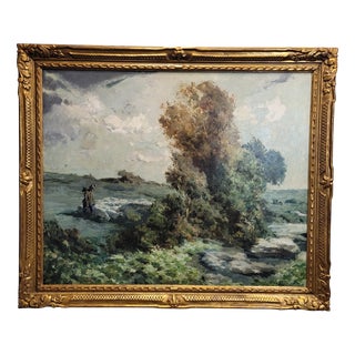 Ricard Arenys Galdón, Landscape with Shepherd, 1950s, Oil on Canvas, Framed For Sale