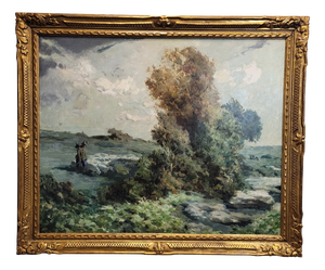 Ricard Arenys Galdón, Landscape with Shepherd, 1950s, Oil on Canvas, Framed
