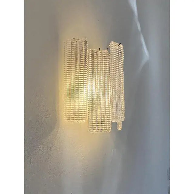 Simoeng “Listelli” Murano Glass Wall Sconce With Diamond Strips - Set of Four For Sale - Image 4 of 13