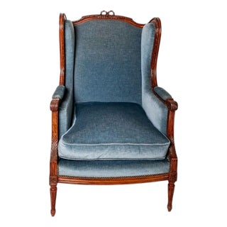 Louis XVI Walnut Bergere a Oreilles, 19th Century For Sale