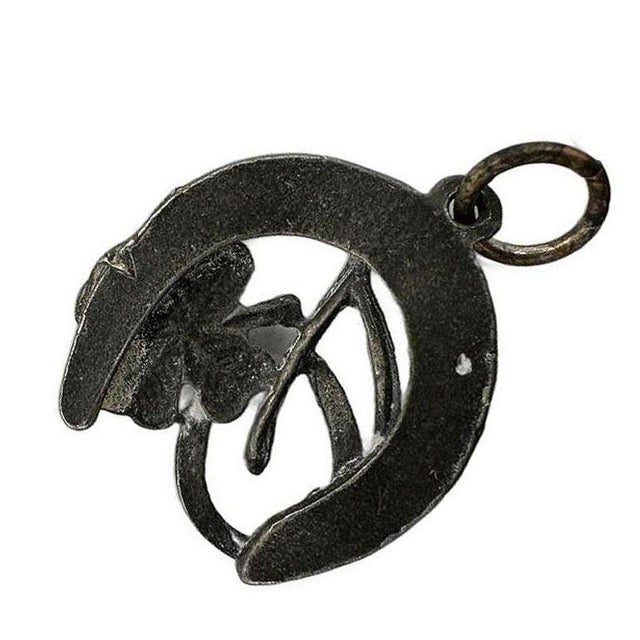 Vintage Sterling Silver "Good Luck" Lucky Charm Horse Shoe Pendant For Sale - Image 4 of 5