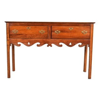 Baker Furniture Style Georgian Carved English Yew Wood Sideboard Credenza For Sale