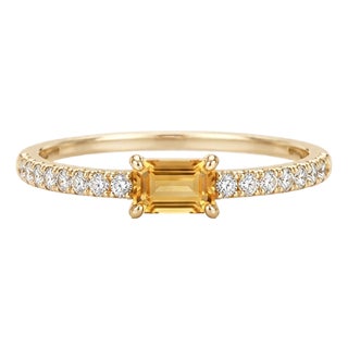 Natural Citrine Wedding Ring | Baguette Cut Gemstone Ring | November Birthstone Ring for Her Us 7 (All Sizes Available) For Sale