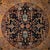 A round Indo-Persian rug, circa 1960. The 72‑inch hand-knotted wool pile rug centers a black medallion with geometric...