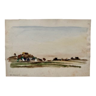 Henry Emil Salloch Original Watercolor on Paper Paradise, Pa. 1946. For Sale