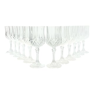 Cristal D’Arques “Longchamp” Crystal Wine Glasses - Set of 12 For Sale