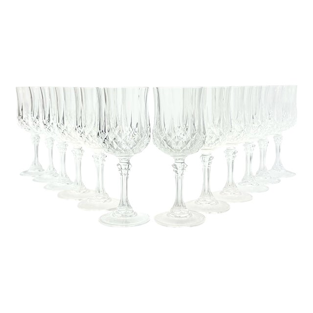Cristal D’Arques “Longchamp” Crystal Wine Glasses - Set of 12 For Sale