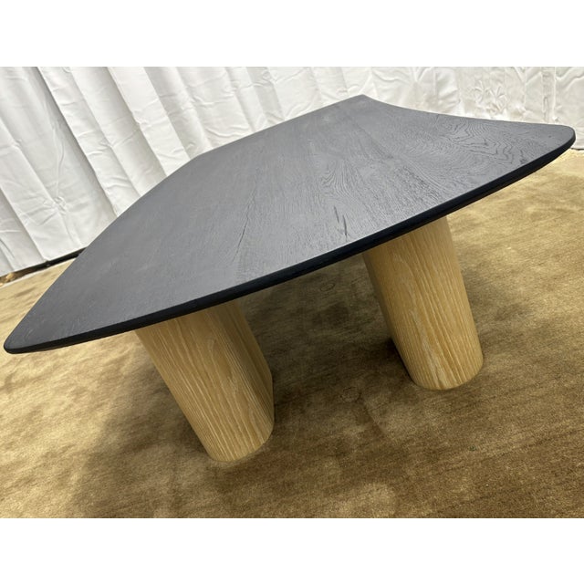 Arhaus Sculptural Two-Tone Coffee Table Organic Modern | Matte Black Top With Blonde Wood Legs For Sale - Image 12 of 18