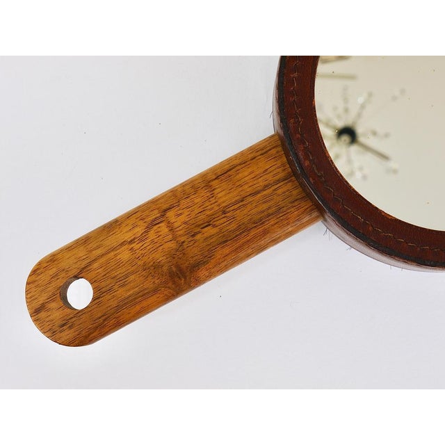 Austrian Hand Mirror in Walnut and Leather by Carl Auböck, 1950s For Sale - Image 18 of 18