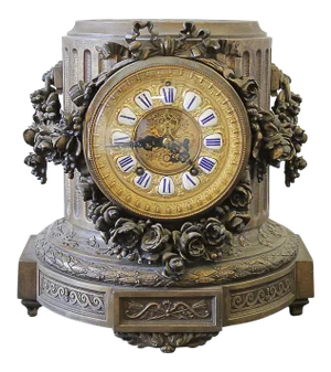 19th Century Gilt Bronze and Rose Swags French Mantle Clock