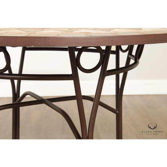 Tuscan Style Mosaic Stone & Wrought Iron Round Dining Table For Sale In Philadelphia - Image 6 of 13