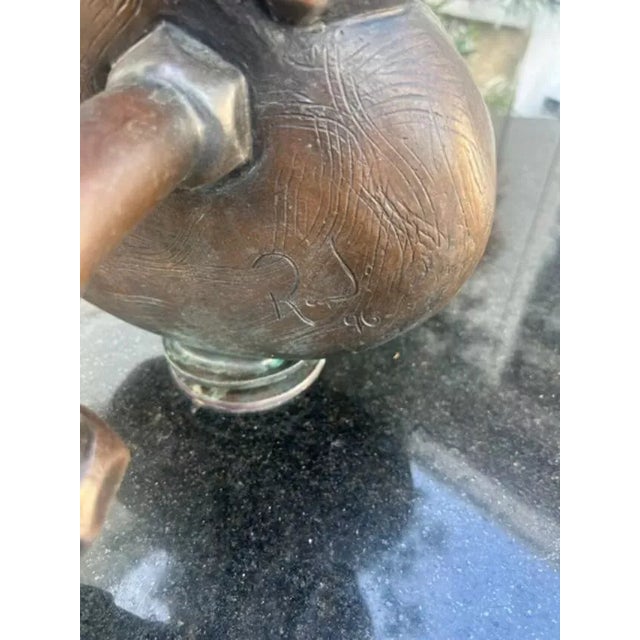 89 Inches Tall Large Bronze Sculpture on Mable Base 1996 For Sale In West Palm - Image 6 of 9