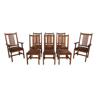 Set of 8 Stickley Mission Oak Dining Chairs For Sale