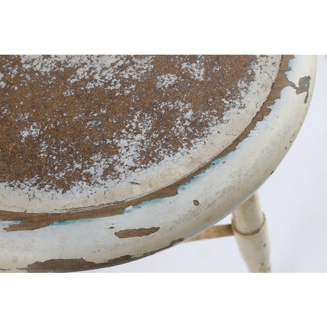 Rustic White Stool, Belgium, 1930s For Sale - Image 6 of 11