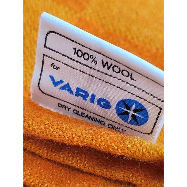 1970s Vintage Varig Brazilian Airlines Orange Wool Blanket For Sale - Image 5 of 5