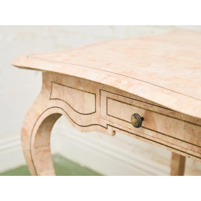 Mid 20th Century Maitland-Smith Pink Tessellated Stone Finish Desk, Attributed For Sale - Image 11 of 12