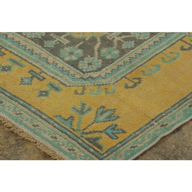 Rug & Kilim Vintage Turkish Runner With Golden Floral Medallion Design - Rug & Kilim For Sale - Image 4 of 9