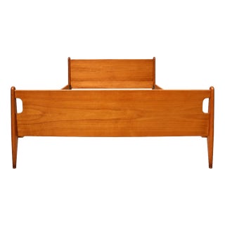 Vintage Double Bed Wooden Bed Frame, 1960s For Sale